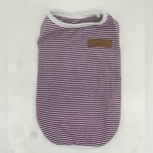 Medium Purple & White Striped Polyester Pet T-Shirt